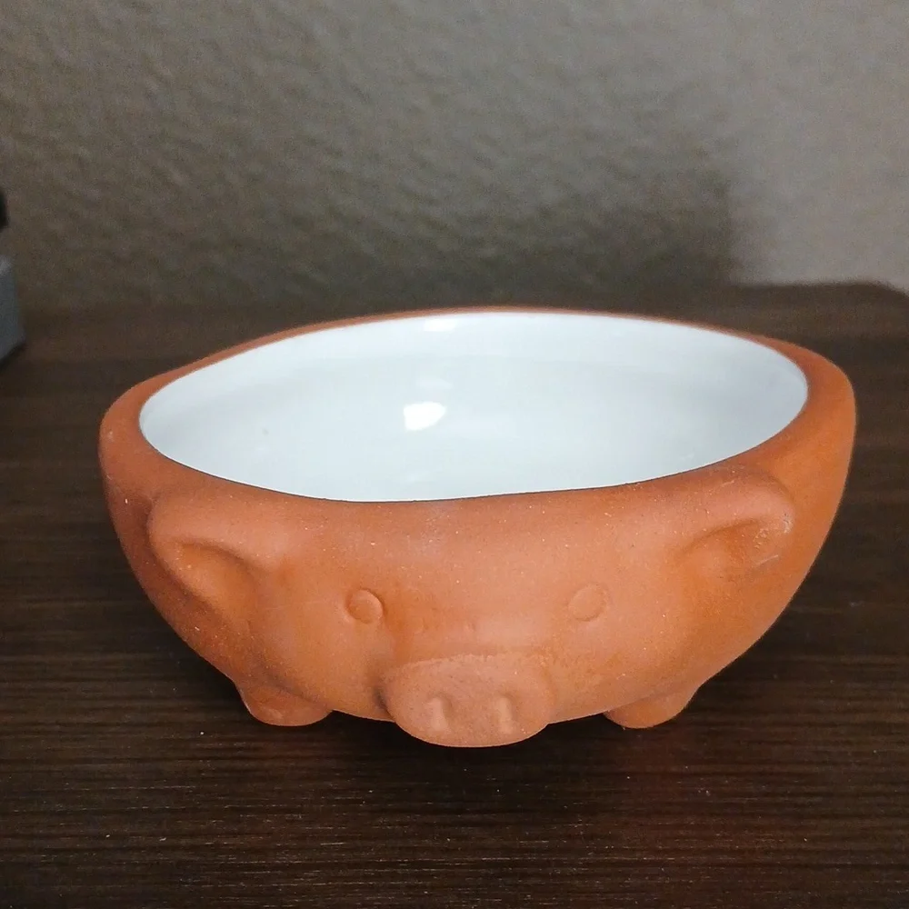 Creative Co-Op Terracotta Red Clay Cochinito Mini Spice Bowl Dish